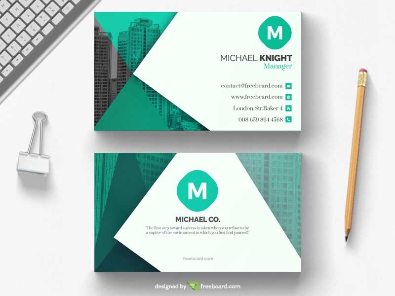 Green office business card template - Freebcard